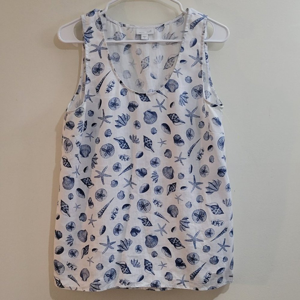 J. Jill LOVE LINEN Sleeveless Top- Sea Shells